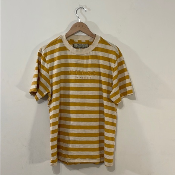Yellow Striped Guess Short Sleeve Shirt - Picture 2 of 5